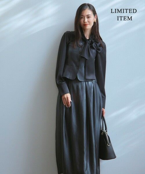 L size ONWARD(大きいサイズ) / エルサイズオンワード シャツ・ブラウス | 【WEB限定】 ドレープサテン ボウタイブラウス | 詳細1