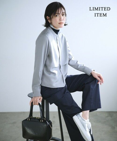 L size ONWARD(大きいサイズ) / エルサイズオンワード シャツ・ブラウス | 【WEB限定・洗える】シルキーツイル  クロップドシャツ | 詳細5