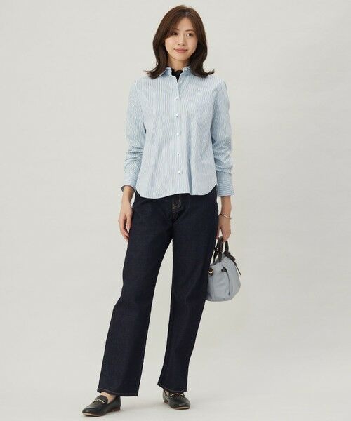 美品 23区 23SSコットンポプリンピンタックブラウス ブルーストライプ 38 コットン ストライプ ボウタイブラウス | Brooks Brothers Japan