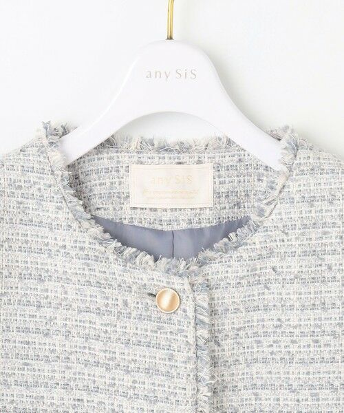 L size ONWARD(大きいサイズ) / エルサイズオンワード ノーカラージャケット | ツイードノーカラーミドル ジャケット | 詳細8