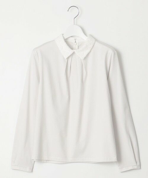 L size ONWARD(大きいサイズ) / エルサイズオンワード カットソー | プレーティングジャージー レース襟 カットソー | 詳細8