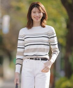 L size ONWARD(大きいサイズ) / エルサイズオンワード ニット・セーター | 【洗える】Rayon Stretch Border ニット