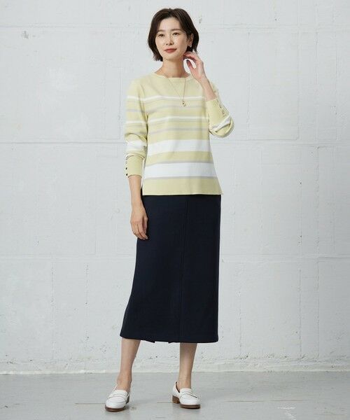 L size ONWARD(大きいサイズ) / エルサイズオンワード ニット・セーター | 【洗える】Rayon Stretch Border ニット | 詳細3