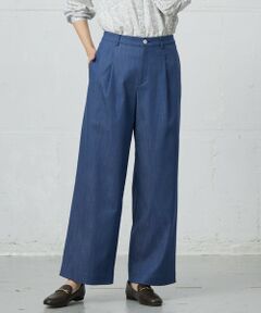 L size ONWARD(大きいサイズ) / エルサイズオンワード その他パンツ | 【洗える】セルロースシャンブレー ワイド パンツ