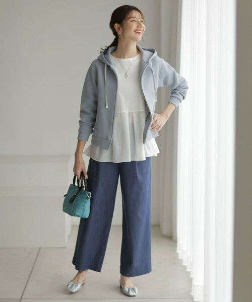 L size ONWARD(大きいサイズ) / エルサイズオンワード その他パンツ | 【洗える】セルロースシャンブレー ワイド パンツ | 詳細1