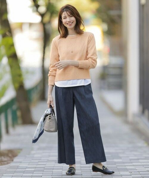 L size ONWARD(大きいサイズ) / エルサイズオンワード その他パンツ | 【洗える】セルロースシャンブレー ワイド パンツ | 詳細12