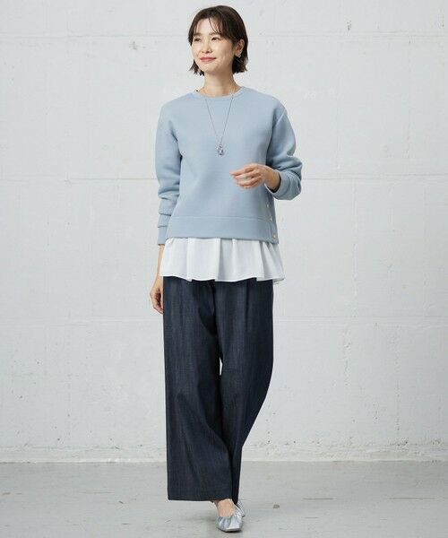 L size ONWARD(大きいサイズ) / エルサイズオンワード その他パンツ | 【洗える】セルロースシャンブレー ワイド パンツ | 詳細14