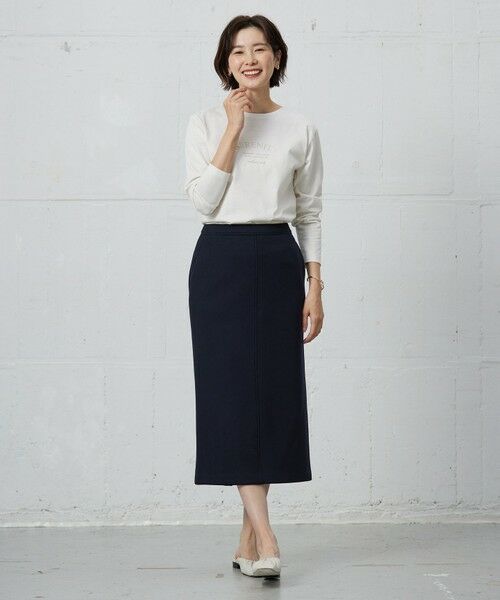 L size ONWARD(大きいサイズ) / エルサイズオンワード ミニ・ひざ丈スカート | 【洗える】ダンボールジャージー ナロー スカート | 詳細22