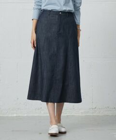 L size ONWARD(大きいサイズ) / エルサイズオンワード ミニ・ひざ丈スカート | 【洗える】セルロースシャンブレー フレアー スカート