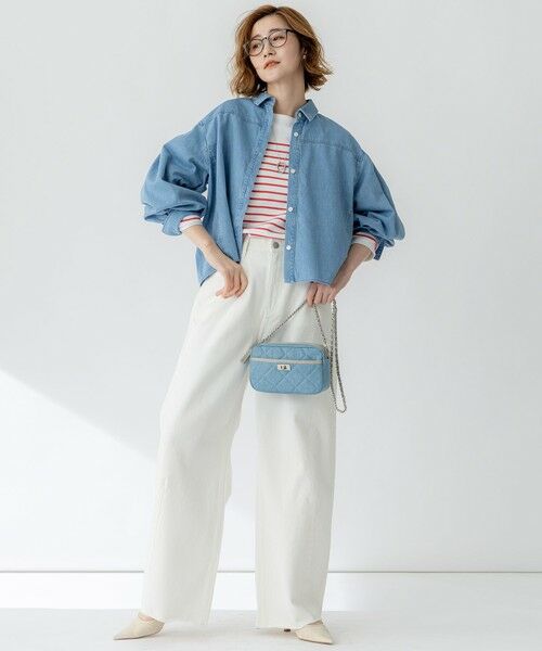 L size ONWARD(大きいサイズ) / エルサイズオンワード シャツ・ブラウス | 【Oggi3月号掲載/洗える】ライトダンガリー クロップド ボリュームスリーブ シャツ | 詳細2