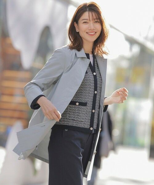 L size ONWARD(大きいサイズ)/エルサイズオンワード 【洗える・撥水】ポリアーティローザ シングル トレンチコート フェードブルー系 T13