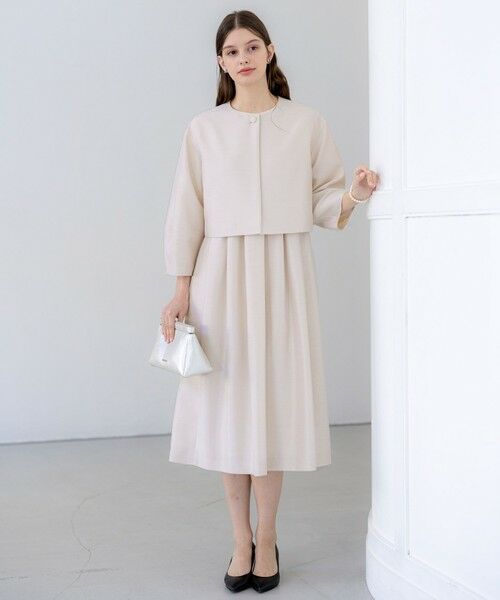 L size ONWARD(大きいサイズ) / エルサイズオンワード ノーカラージャケット | 【APPLAUDIR】トリアセシャンタン ジャケット | 詳細1