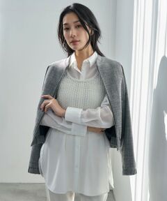 セール】 【洗える】カシミヤブレンド ジップアップ ニット