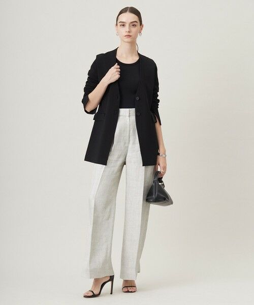 L size ONWARD(大きいサイズ) / エルサイズオンワード ノーカラージャケット | 【洗える】シンセティックミラノリブ ニットジャケット | 詳細2