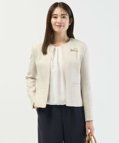 L size ONWARD(大きいサイズ) / エルサイズオンワード ノーカラージャケット | 【セットアップ対応】Light Tweed ノーカラー ジャケット