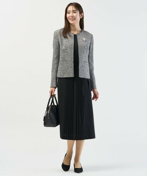 L size ONWARD(大きいサイズ) / エルサイズオンワード ノーカラージャケット | 【セットアップ対応】Light Tweed ノーカラー ジャケット | 詳細2