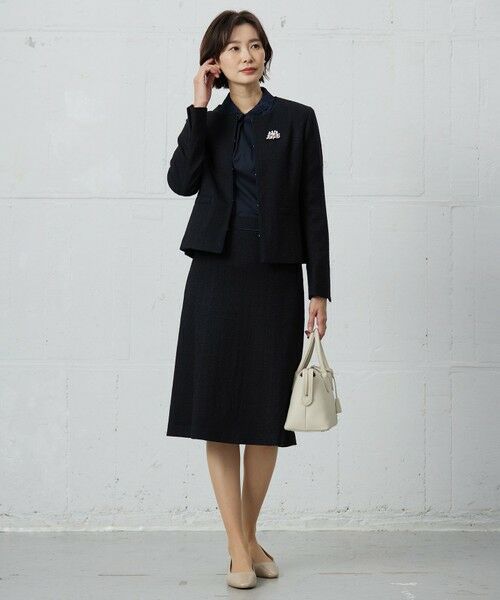 L size ONWARD(大きいサイズ) / エルサイズオンワード ノーカラージャケット | 【セットアップ対応】Light Tweed ノーカラー ジャケット | 詳細17