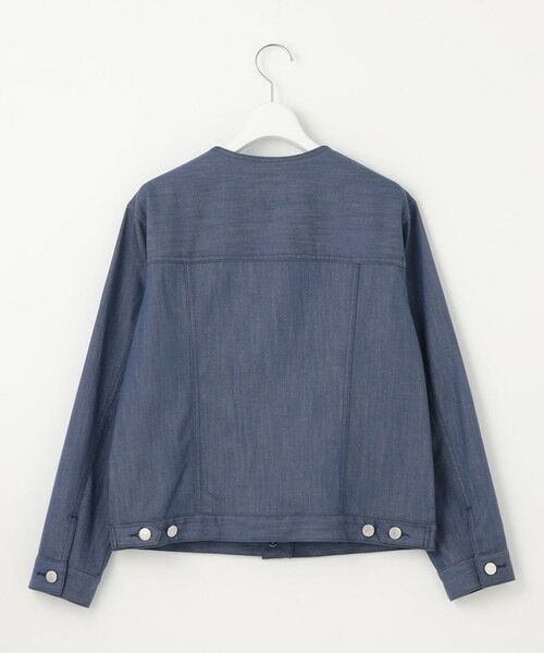 L size ONWARD(大きいサイズ) / エルサイズオンワード Gジャン・デニムジャケット | 【洗える】セルロースシャンブレー ノーカラー デニム ジャケット | 詳細4