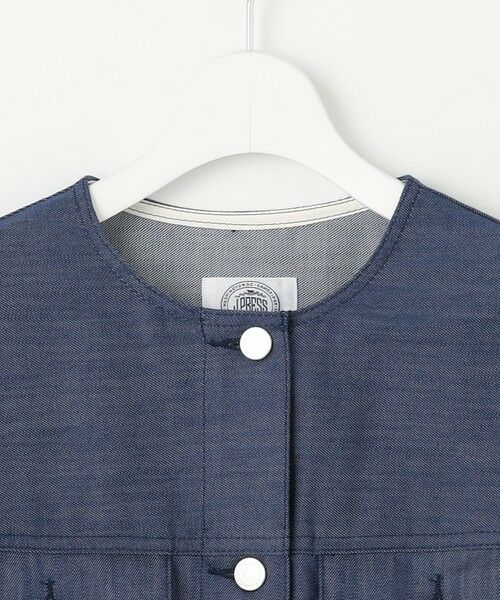 L size ONWARD(大きいサイズ) / エルサイズオンワード Gジャン・デニムジャケット | 【洗える】セルロースシャンブレー ノーカラー デニム ジャケット | 詳細5