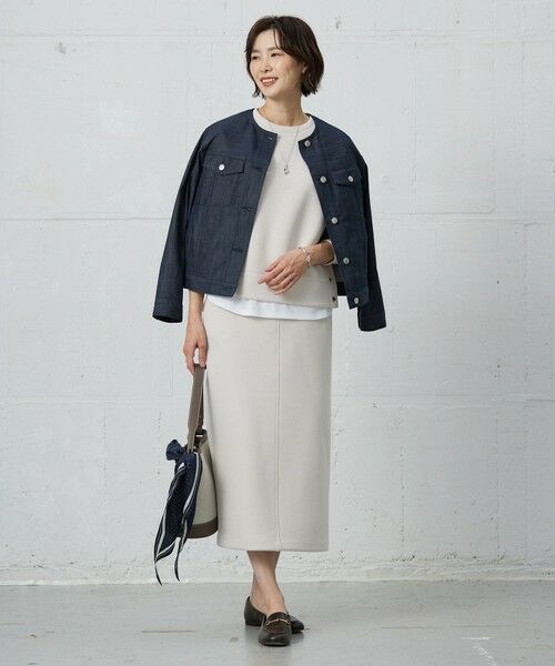 L size ONWARD(大きいサイズ) / エルサイズオンワード Gジャン・デニムジャケット | 【洗える】セルロースシャンブレー ノーカラー デニム ジャケット | 詳細17