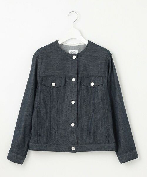L size ONWARD(大きいサイズ) / エルサイズオンワード Gジャン・デニムジャケット | 【洗える】セルロースシャンブレー ノーカラー デニム ジャケット | 詳細18