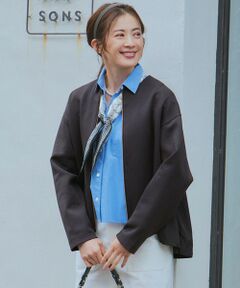 L size ONWARD(大きいサイズ) / エルサイズオンワード その他アウター | 【洗える】コットンエアー ギャザー ライトアウター