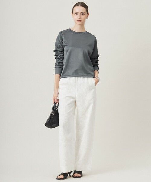 L size ONWARD(大きいサイズ) / エルサイズオンワード カットソー | 【洗える】サテンボンディング クルーネックプルオーバー | 詳細1