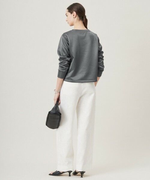 L size ONWARD(大きいサイズ) / エルサイズオンワード カットソー | 【洗える】サテンボンディング クルーネックプルオーバー | 詳細3