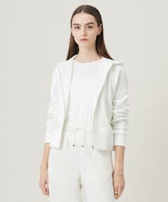 L size ONWARD(大きいサイズ) / エルサイズオンワード パーカー | 【洗える】サテンボンディング ジップアップパーカー