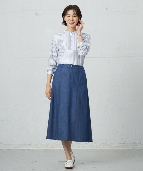 L size ONWARD(大きいサイズ) / エルサイズオンワード カットソー | ストライプジャージー ピンタック カットソー | 詳細2