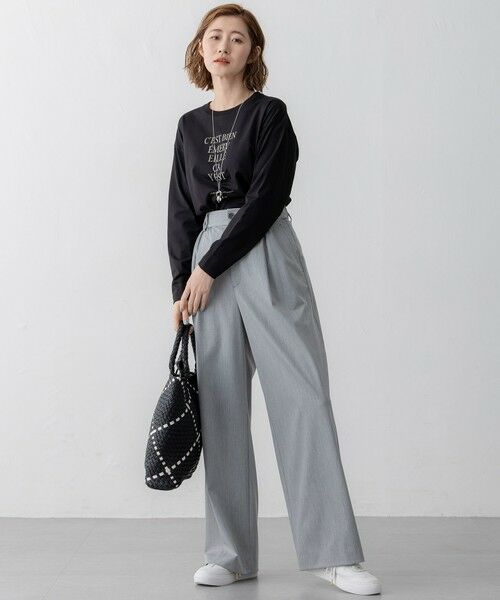 L size ONWARD(大きいサイズ) / エルサイズオンワード カットソー | 【洗える】レタープリント ロンTEE | 詳細2