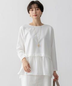 L size ONWARD(大きいサイズ) / エルサイズオンワード カットソー | 【洗える】シアータフタ コンビ カットソー