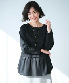 L size ONWARD(大きいサイズ) / エルサイズオンワード カットソー | 【洗える】シアータフタ コンビ カットソー