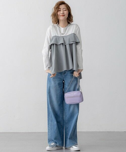 L size ONWARD(大きいサイズ) / エルサイズオンワード カットソー | 【洗える】ライトクロスビスチェコンビ ジャージー カットソー | 詳細3