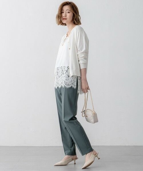 L size ONWARD(大きいサイズ) / エルサイズオンワード タンクトップ | 【洗える】レースコンビストレッチ マットサテン インナー タンクトップ | 詳細8