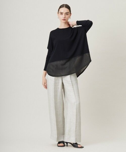 L size ONWARD(大きいサイズ) / エルサイズオンワード ニット・セーター | 【洗える】 ヴィスコースワイド シアーコンビプルオーバー | 詳細3