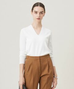 L size ONWARD(大きいサイズ) / エルサイズオンワード ニット・セーター | 【洗える】 シンセティックフルニードル Vネックプルオーバー