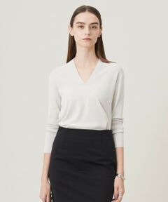 L size ONWARD(大きいサイズ) / エルサイズオンワード ニット・セーター | 【洗える】 シンセティックフルニードル Vネックプルオーバー