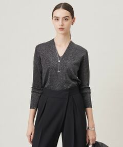 L size ONWARD(大きいサイズ) / エルサイズオンワード ニット・セーター | 【洗える】 シンセティックフルニードル Vネックプルオーバー