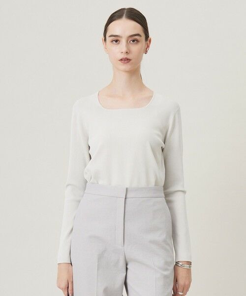 L size ONWARD(大きいサイズ)/エルサイズオンワード 【洗える】 シンセティックフルニードル ニットプルオーバー トープ系 L