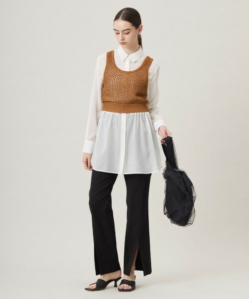 L size ONWARD(大きいサイズ) / エルサイズオンワード ベスト | 【洗える】 シャインポリエステルクロッシェ ニットベスト | 詳細2