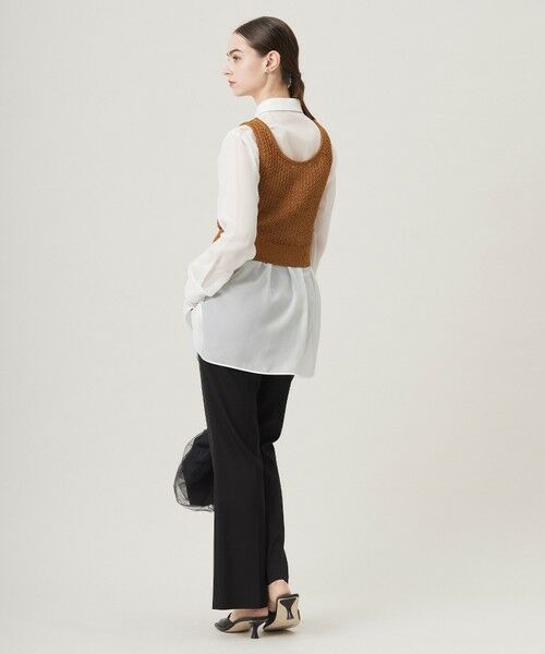 L size ONWARD(大きいサイズ) / エルサイズオンワード ベスト | 【洗える】 シャインポリエステルクロッシェ ニットベスト | 詳細4