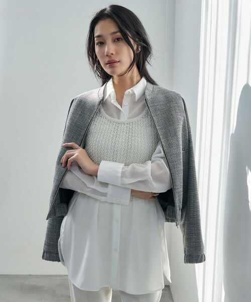 L size ONWARD(大きいサイズ) / エルサイズオンワード ベスト | 【洗える】 シャインポリエステルクロッシェ ニットベスト | 詳細12