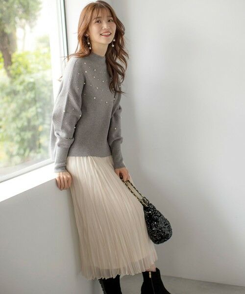 L size ONWARD(大きいサイズ) / エルサイズオンワード ニット・セーター | 【洗える】パール調ディテール ニット | 詳細1