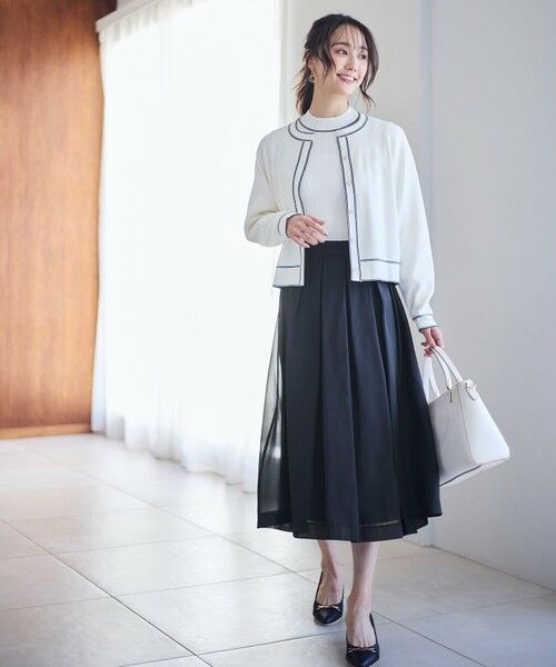 L size ONWARD(大きいサイズ) / エルサイズオンワード カーディガン・ボレロ | 【アンサンブル対応】バイカラーニット カーディガン | 詳細2