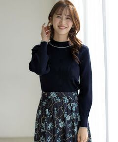 L size ONWARD(大きいサイズ) / エルサイズオンワード ニット・セーター | 【アンサンブル対応】バイカラーリブ ニット