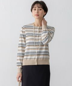 L size ONWARD(大きいサイズ) / エルサイズオンワード カーディガン・ボレロ | 【洗える】プレミアムビオコットン マルチボーダー カーディガン