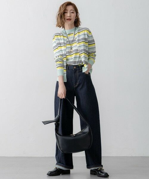 L size ONWARD(大きいサイズ) / エルサイズオンワード カーディガン・ボレロ | 【洗える】プレミアムビオコットン マルチボーダー カーディガン | 詳細12