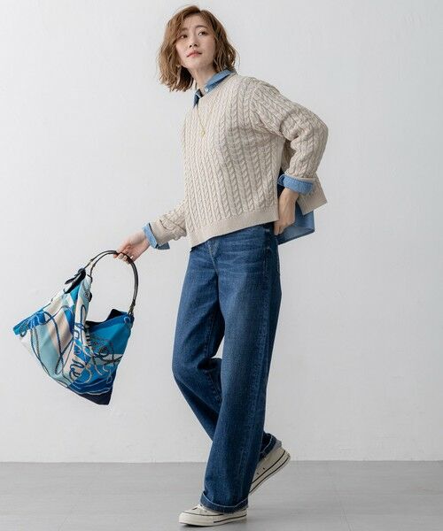 L size ONWARD(大きいサイズ) / エルサイズオンワード ニット・セーター | 【Oggi3月号掲載/洗える】コットンギマ ケーブル ニット | 詳細3