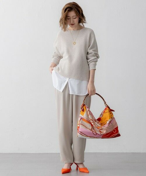 L size ONWARD(大きいサイズ) / エルサイズオンワード ニット・セーター | 【Oggi3月号掲載/洗える】コットンギマ クロップド ドルマン ニット | 詳細1